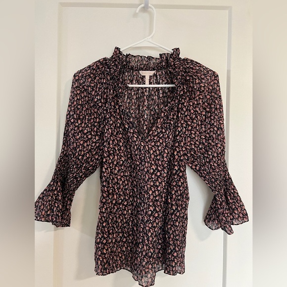 Rebecca Taylor Francesca Silk & Cotton Ruffle Blouse - Picture 1 of 9
